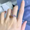 Cluster Rings Springlady Luxury 925 Серебряное Серебряное Сердце Лав 8 мм розовый сапфировый драгоценный камень Свадебное обручальное кольцо Чистые украшения для женщин