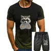 Men's Tracksuits One Yona Winter Cute Raccoon Sweater Tshirt Men Ostern Day Cotton O-Neck Tops Shirt Short Sleeve Casual Hip Hop T Shirts