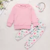 Rompers Ins Autumn 2023 Baby Girls 2PCS Clothes Set Cotton Long Sleeve Tops Floral Elastic Waist Pants Suit Toddler Outfits 230823