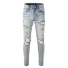 Jeans voor man ontwerper Skinny Biker Black White Long Rip Mens Motorcycle Zipper Hip Hop Distress Cargo Denim Youth Slim Fit Straig295s