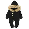 ROMPERS Winter Baby geborene Jungen Mädchen Kleidung Kapuzepelz Halsband Jumpsuit Säugling Strampel Strampler Herbst Kleinkind 230823