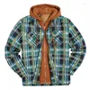 Men's Casual Shirts Flannel Plaid Big And Tall Winter Coats For Men Quilted Thicken Lined Shirt Full Zip Hooded Jacket272N