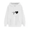 Kvinnors hoodies tröjor Drop Ankomst Kvinnor Hoodie Drawstring Warm Pullover Heart Print Spring Hoodie 230822