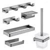 Bath Accessory Set Small Accessories Stainless Steel 2/4 Hooks Paper Rack Towel Bar Brushed Holder Metal Grey Bathroom