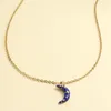 Collane a ciondolo Moon Star Blue Maggie for Women Collar inossidabile Acciaio in acciaio in acciaio Gold Colore Gold Party Charm Gioielli Produzione di gioielli