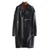 Womens Leather Fux Nerazzurri Autumn oversize Black Long Biker Biker Giacca a molla Streetwear Streetwear 230822 230822