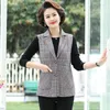 Kvinnors västar 2023 Spring Autumn Korean vintage ärmlös rutig väst mode casual kvinnlig singelbröst Waistcoat rockar toppar x22