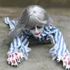 Plush dockor Halloween Yard Decoration Electric Crawling Female Ghost Zombie Doll with Horror Sound Glowing Eyes Haunted House Party Decor 230823