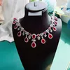 Pigeon Blood Crystal Chain Luxury Clavicle Choker Necklace Betrothal Wedding Gift