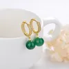 Boucles d'oreilles pendantes MxGxFam vert/rouge goutte ronde pierre boucle d'oreille pour les femmes robe élégante bijoux couleur or pur bonne qualité