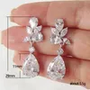 Stud Huitan Crystal Drop Earrings with Bling Cubic Zirconia Temperament Women High Quality Silver Color Trendy Jewelry 230823