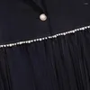 Kamizelki damskie kamizelka mody 2023 Wiosna jesienna szczupła średnia długość rękawów Koreańska perłowa szyfonowa splicing kamizelka