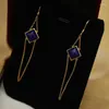 Kolczyki Dangle Creative Design Naturalne lapis lazuli długie geometryczne frędzle niebieskie Elegancka elegancka urok srebrna biżuteria