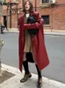 Womens Leather Faux Lautaro Autumn Long Overdimased Wine Red Trench Coat for Women Sleeve Lapel Loose Casual Stylish Korean Fashion 230822