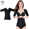 In Stock Women Breasted Short Sleeve Abdomen Waist Trainer Tops Body Slim Underwear Vest Arm Shaper Tights