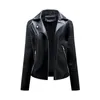 Women's Leather Moto Biker Zipper Jackets Vintage Short Slim Lapel PU Coats Asymmetric Zip for Women 2023