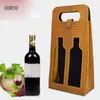 Envoltura de regalo Simple Año de Navidad Fiesta Color Sólido Cuero Impermeable Vino Doble Rama Venta Corta Bolsa de Esposas B152D