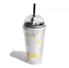 The latest 16.2oz double -layer plastic summer straw coffee mug Cup, many style choices, support customization of any logo