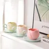 Xícaras pires insere vintage tulip Coffele xícara caneca de flor de cerâmica de chá e pires de pires para menina