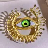 Brooches Spring Women European And American Vintage Gold-plated Exaggerated Blue Eye Brooch Coat Corsage Pin