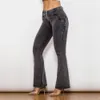 Shascullfites Melody Stretch Jeans Flared Pants Women Grey Slim Pants Sexy Women Casual Jeans Skinny Lift Butt Leggings