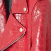 Men's Trench Coats Mauroicardi Spring Red Pattern Faux Leather Biker Jacket Long Sleeve Zipper Plus Size Designer Men Clothing 4xl 5xl 230822