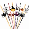 Other Festive Party Supplies 8pcs Halloween Theme Disposable Straws Spider -o-Lantern Witch Skull Paper Straw Happy Halloween Ghost Festival Party Decor L0823