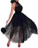 Robes décontractées Femmes Noir Halter Anniversaire Femme Tulle Creux Out Dos Nu Vacances Plage Robes De Fête Élégant À Lacets Swing Longue Robe