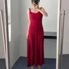 TotemeスリムドレスツイストショルダーストラップVネックスリムフィットドレス女性用Aラインドレスの長さ