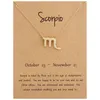 18K GOUD GOLDERDE ZODIAC CHARM NILLACE 12 Constellatie Kettingen Horoscoop Symbool Handhals ketting met wenskaart Ram, kanker, Weegschaal, Maagd Women Sieraden Groothandel