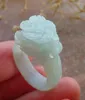 Кластерные кольца Сертифицированы зеленая Бирма естественный a Jade Jadeite Flower Ring USA 7.5