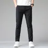 Pantaloni da uomo estate pantaloni casual maschili sottili affari stretch slim fit elastico jogger coreano classico blu nero grigio marca maschio 230822