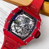 Swiss Ricarmilles Relojes automáticos de lujo Sports mecánicos Wall Wall Wall Wall Whip Mecánicos Reloj Men's Watch 50x45mm Placa hueca Red Devil 35-02 HBSU