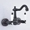 Kitchen Faucets Wet Bar Bathroom Vessel Sink Faucet Black Oil Rubbed Brass Wall Mounted Swivel Spout Mixer Tap Dual Ceramic Lever Msf716