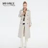 Women s Suits Blazers MIEGOFCE 2023 Spring Autumn Lapel Women Long Trench Coat Solid Color Belt Scarf Double Breasted Windbreaker F23827 230822