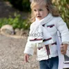 Down Coat Dave Bella Winter Baby Girls Draped Down Coat Children 90 White Duck Down Padded Kids Jacket med en halsduk DB19217 J230823