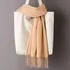 Halsdukar Autumn Cotton Scarf For Women Lady Solid Color Tassel Thin Soft Plain Shawl Foulard Viscose Winter Warm Wrap Shawls 230823