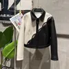 Women's Leather Genuine Jacket Short Length Women Coat Spring White Black Spliced Fashion Overcoat Single Breasted