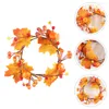 Flores decorativas Maple Maple Pumpkin Wreath Party Halloween Decorações ao ar livre pendurar pano de seda folhas de folhas falsas velas