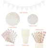 Other Event Party Supplies Rose Gold Disposable Tableware Paper Cup Plate Napkins Birthday Decorations Wedding Baby Shower Favors 230822