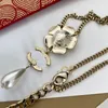Fashion Designer Necklace Flower Women Matte Gold Plated Copper Necklaces Choker Chain Letter Pendant Wedding