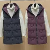 Gilets pour femmes 2023 Femmes Veste d'hiver Chaud Coton rembourré Puffer sans manches à capuche double face manteau long décontracté Parkas vêtements d'extérieur