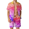 Survêtements pour hommes Camo Print Hommes Ensembles Rose Camouflage Chemise décontractée Ensemble Hawaii Beachwear Shorts Été Costume Graphique Twopiece Vêtements Plus Taille 230822