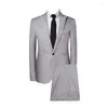 Herrenanzüge Männer Hosen Set Stylish Business Workwear Replim Slim Fit Solid Color Long Sleeve Single BraSted für die Arbeit