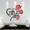 Väggklistermärken akrylfamilj älskar rosdekaler 3d diy po ram väggmålning heminredning dekal konstprydnad 230822