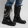 Buty Mężczyzny mody Motorcycle Midcalf Wojskowe bojowe gotyckie buty punkowe highop zwykłe zapatos hombre 230823