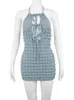 Casual Dresses Sexy Wrap Chest Cut Out Gingham Slim Bodycon Dress Women Sleeveless Backless Skinny Mini Elegant Club Party Vestidos