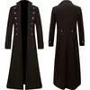 Men's Jackets 2023 Men Gothic Trench Medieval Steampunk Retro Coat Doublebreasted Trim Solid Lapel Coats Gentlema Vintage Long 230822