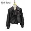 Womens Leather Faux Pink Java QC20003 Ankomst Real Leather Jacka Women Coat äkta får lyxiga modeklänning 230822