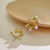 Boucles d'oreilles en acier inoxydable, perle blanche, or, Design de mode, charmant cerceau Simple, cadeaux pour filles et femmes, N832